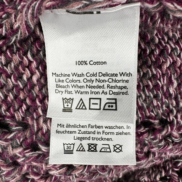 Eddie Bauer Knit Cardigan Open Front Womens M 100% Cotton Marled Long Sleeves - Picture 5 of 8